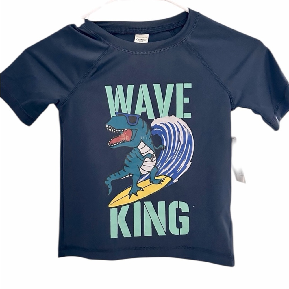 OshKosh Boys Wave King Swim Shirt - Navy Blue - Size 5 - New With Tags